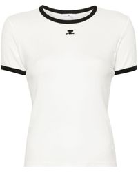 Courreges - Logo-Patch Contrasting-Trim T-Shirt - Lyst