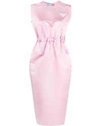 Prada Satin Fitted Dress - Pink