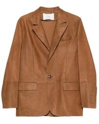 Tela - Notched-Lapel Leather Blazers - Lyst