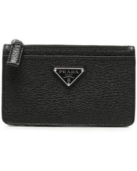 Prada - Logo-Plaque Leather Cardholder - Lyst