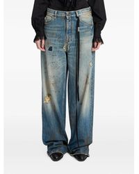 Ann Demeulemeester - Distressed Script-Print Jeans - Lyst