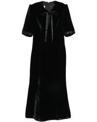 De Santis by Martin Alvarez - Bow-Detail Velvet Midi Dress - Lyst