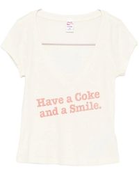 RE/DONE - X Coca Cola Slogan-Print V-Neck T-Shirt - Lyst