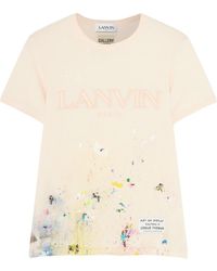 Lanvin Logo-embroidered Cotton T-shirt - Orange