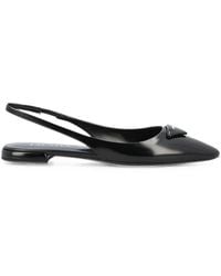 Prada - Pointed-Toe Slingback Ballet Flats - Lyst
