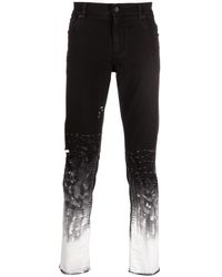 Dolce & Gabbana Brushstroke-print Slim-fit Jeans - Black