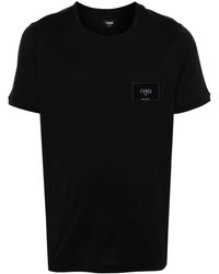 Fendi - Logo-Appliqué Cotton T-Shirt - Lyst