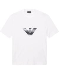 Emporio Armani - Lyocell Blend Jersey T-Shirt With Graffiti Eagle Logo Print - Lyst