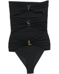 Saint Laurent - Ysl Strapless Swimsuit - Lyst