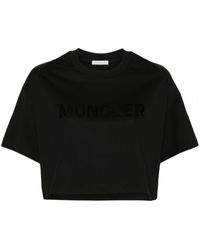 Moncler - Sequin-Logo Cropped T-Shirt - Lyst