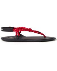 Miu Miu - Riviere Leather-trimmed Thong Sandals - Lyst
