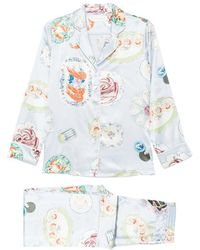Olivia Von Halle - Graphic-Print Silk Pajamas - Lyst