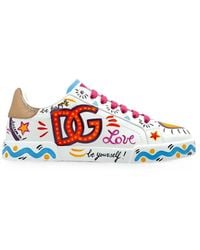 Dolce & Gabbana - Leather Sports Shoes With Logo - Lyst