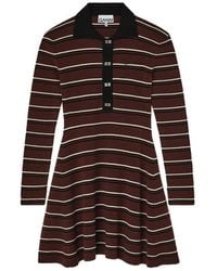 Ganni - Striped Polo Mini Dress - Lyst