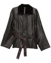Petar Petrov - Belted Shearling-Collar Jacket - Lyst