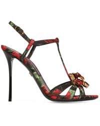 Dolce & Gabbana - Rose-Print Brocade Sandals - Lyst