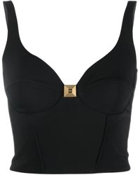 Elisabetta Franchi Cropped Vest Top - Black