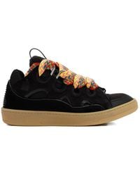 Lanvin - Men Leather Curb Sneakers - Lyst