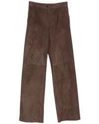 Antonelli - Suede Wide-Leg Trousers - Lyst