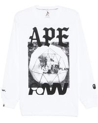 A Bathing Ape - Graphic-Print Long-Sleeve T-Shirt - Lyst