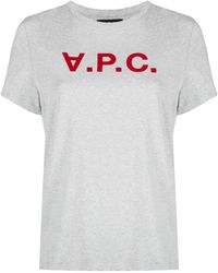 A.P.C. - Flocked-Logo Cotton T-Shirt - Lyst