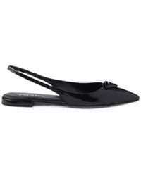 Prada - Pointed-Toe Slingback Ballet Flats - Lyst