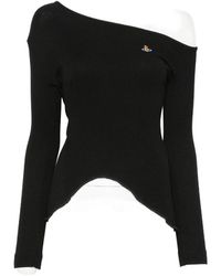 Vivienne Westwood - Orb-Embroidered Asymmetric-Neck Top - Lyst