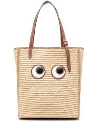 Anya Hindmarch - Raffia Leather Tote Bag With Eye Patch Motif - Lyst