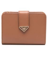Prada - Triangle-Logo Leather Bi-Fold Wallet - Lyst
