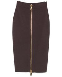 Elisabetta Franchi - Front-Zip Pencil Midi Skirt - Lyst