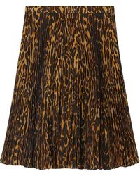 Burberry Leopard Print Pleated Skirt - Brown