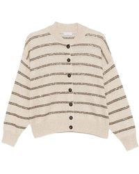 Brunello Cucinelli - Sequin-Embellished Striped Cardigan - Lyst