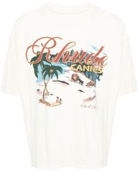 Rhude - Cannes Beach-Print Cotton T-Shirt - Lyst