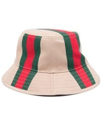 Gucci - Web-Stripe Cotton Bucket Hat - Lyst