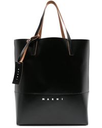 Marni - Tribeca Logo-Print Faux-Leather Tote Bag - Lyst
