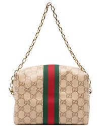Gucci - Gg Supreme Web-Stripe Clutch Bag - Lyst
