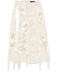 Simone Rocha - Lace-Up Floral-Lace Midi Skirt - Lyst