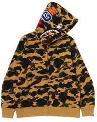 A Bathing Ape - A Bathing Ape Camouflage-Print Shark-Motif Full-Zip Hoodie - Lyst