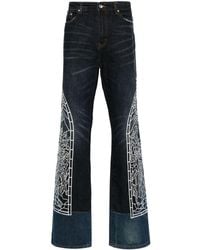 Who Decides War - Cowboy Logo-Embroidered Wide-Leg Jeans - Lyst