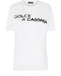 Dolce & Gabbana Lettering Print Short-sleeve T-shirt - White