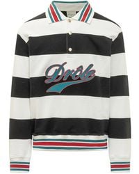 Drole de Monsieur - Drôle Embroidered Striped Polo Shirt - Lyst