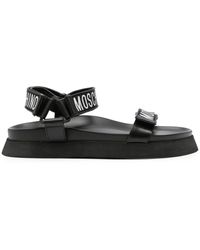 Moschino - Logo-Embroidered Touch-Strap Sandals - Lyst