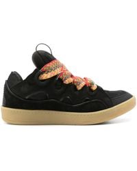 Lanvin - Men Leather Curb Sneakers - Lyst