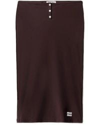 Miu Miu - Logo-Detail Buttoned Midi Skirt - Lyst