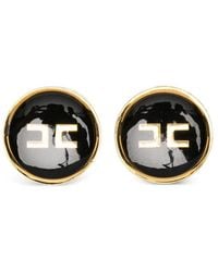 Elisabetta Franchi - Logo-Plaque Enamel Earrings - Lyst