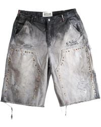 Satoshi Nakamoto - Danny's Carpenter Stud-Embellished Distressed Shorts - Lyst