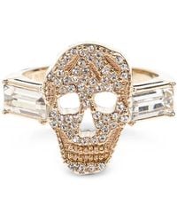 McQueen - Skull Crystal-Embellished Ring - Lyst