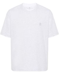Brunello Cucinelli - Embroidered-logo Cotton T-shirt - Lyst