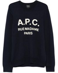 A.P.C. - A. P.C. Contrasting Logo Pullover Sweater - Lyst