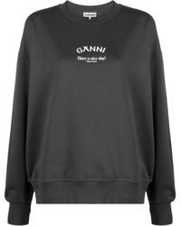 Ganni - Isoli Logo-Print Organic Cotton Sweatshirt - Lyst
